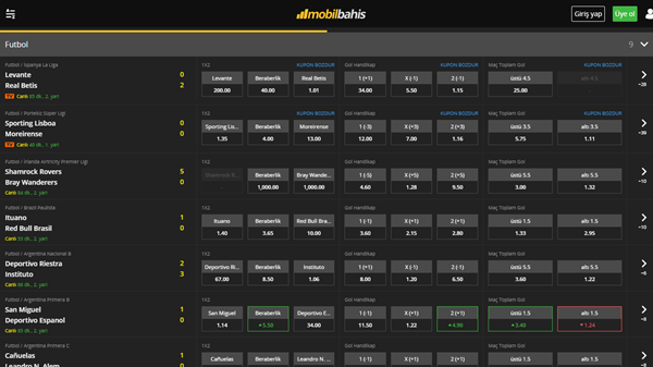 mobilbahis spor bahisleri menüsü