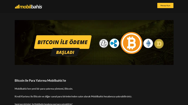 Mobilbahis Bitcoin ile Yatırım Kabul Etmeye Başladı